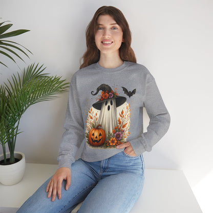 Halloween Ghost Crewneck Sweatshirt, Cozy Fall Apparel, Cute Ghost Design, Pumpkin Sweatshirt, Unisex Halloween Gift