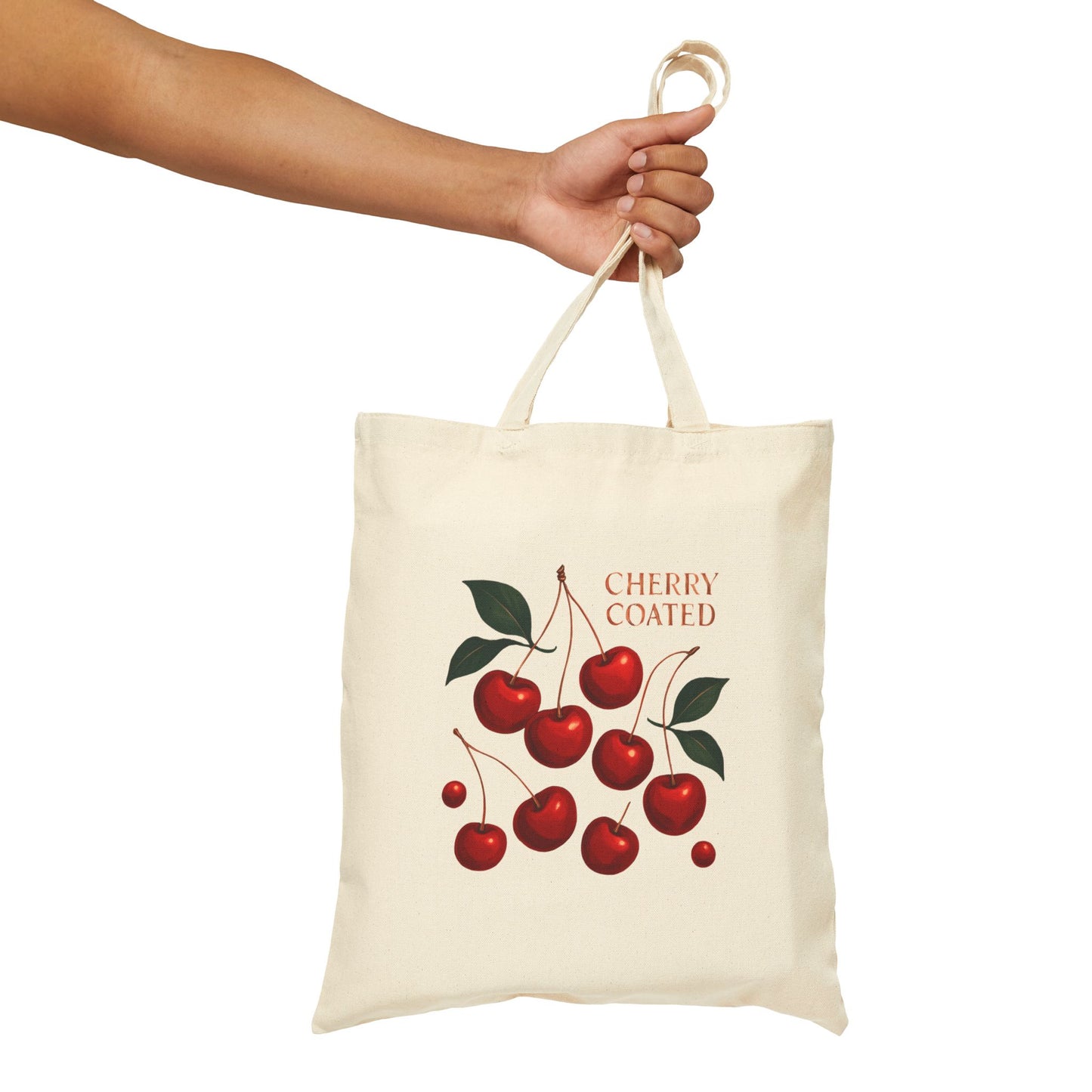 Cherry Coated Canvas Tote — Retro Cherry Grocery & Market Bag