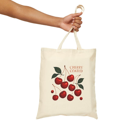 Cherry Coated Canvas Tote — Retro Cherry Grocery & Market Bag