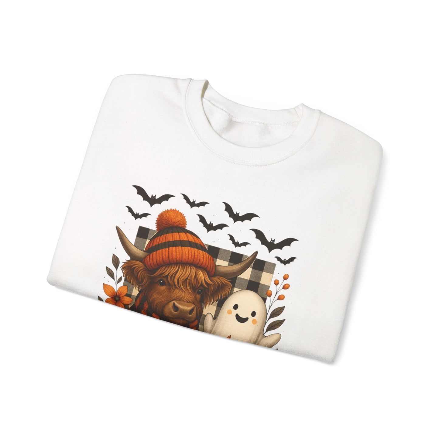 Happy Halloween Cow & Ghost Crewneck Sweatshirt