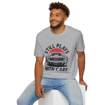 Retro Car Enthusiast T-Shirt, Still Plays with Cars Tee, Gift for Men, Vintage Auto Lover Shirt, Casual Wear, Birthday Present