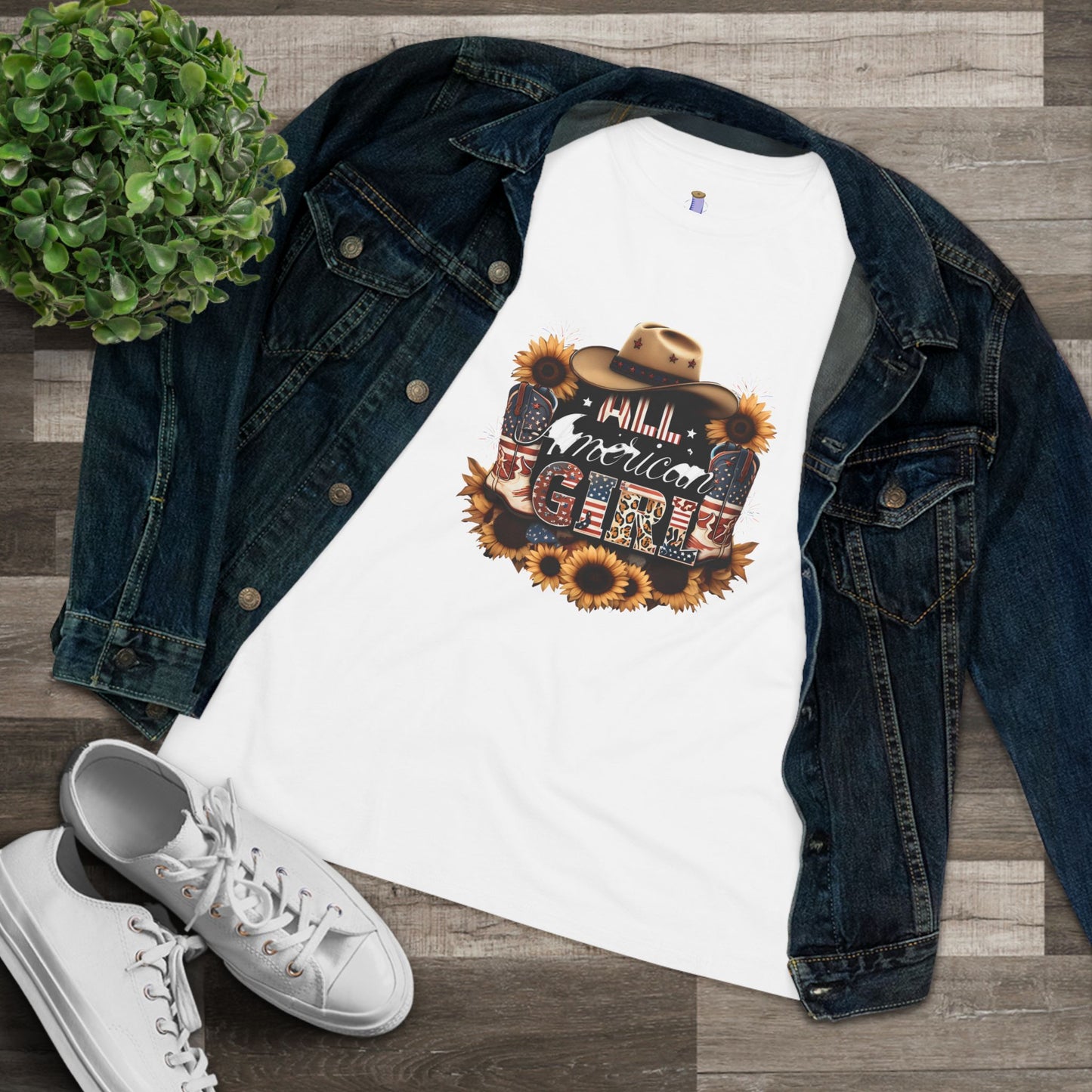 Rustic American Girl Tee, Country Style Shirt, Summer Outfit, Gift for Her, Everyday Casual Wear, Farmhouse Fashion