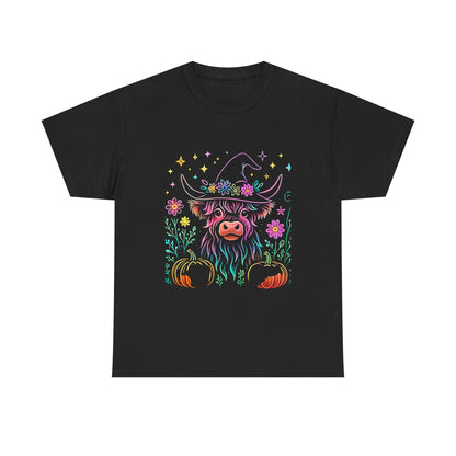 🎃 Magical Highland Cow Tee – Witchy Pumpkin Farm Shirt