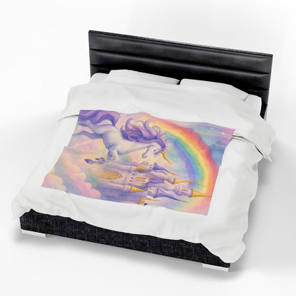 Unicorn Fantasy Plush Blanket, Cozy Kids Blanket, Dreamy Nursery Decor, Magical Gift for Birthdays, Rainbow Blanket for Girls