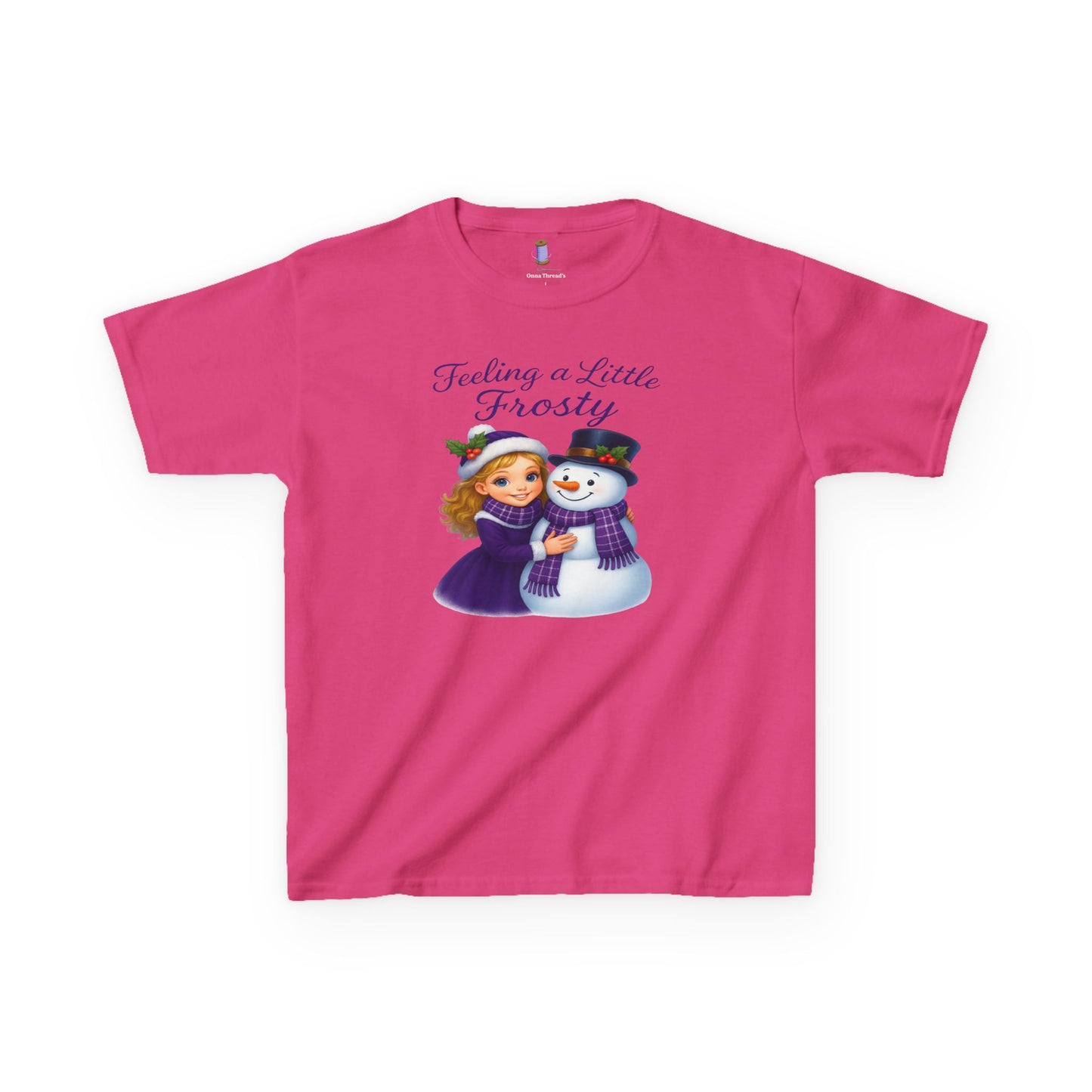 Kids Heavy Cotton™ Tee, Feeling a Little Frosty T-Shirt, Winter Tee, Holiday Gift for Kids, Cute Snowman Shirt, Fun Winter Apparel