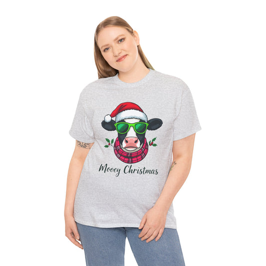 Moovey Christmas Cow Tee - Pink Plaid Scarf & Sunglasses