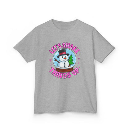 Shake Things Up! Snowman & Dino Christmas Kids Tee