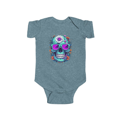 Vibrant Sugar Skull Baby Bodysuit - Colorful Infant Outfit, Cute Baby Clothes, Fun Gift for New Parents, Halloween Costume, Year-Round Wear