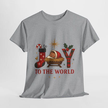Christmas Joy Unisex Tee with Baby Jesus Illustration