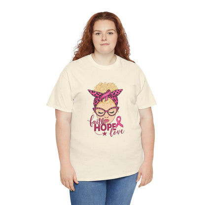 Hope Love Pink Ribbon Tee - Breast Cancer Awareness