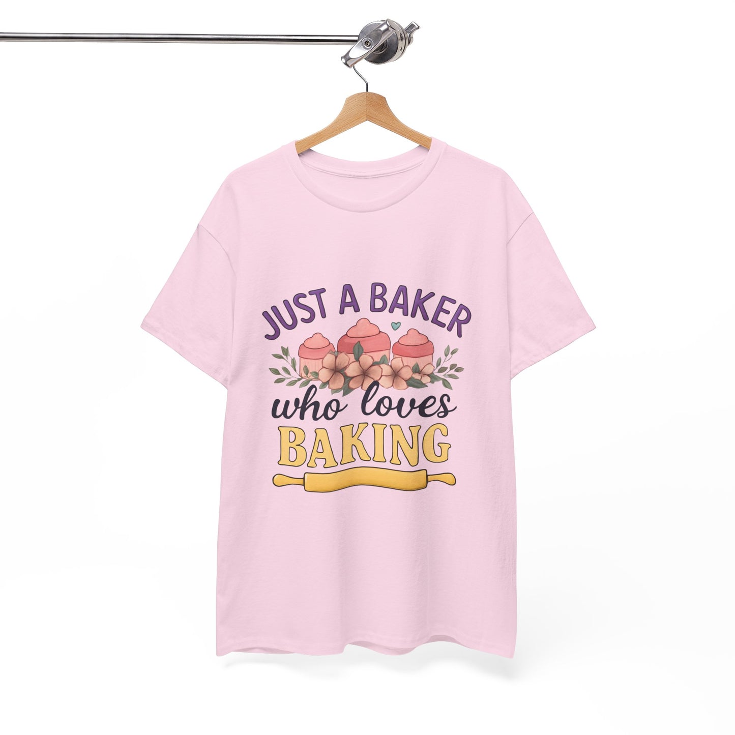 Baking Lover Tee with Cupcake and Rolling Pin Design