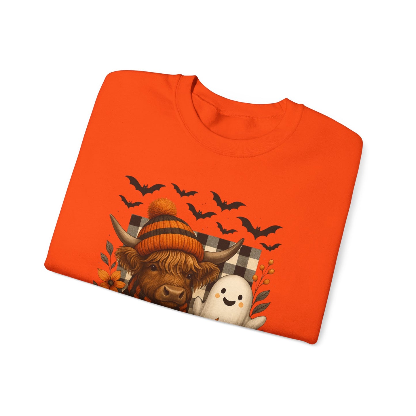Happy Halloween Cow & Ghost Crewneck Sweatshirt