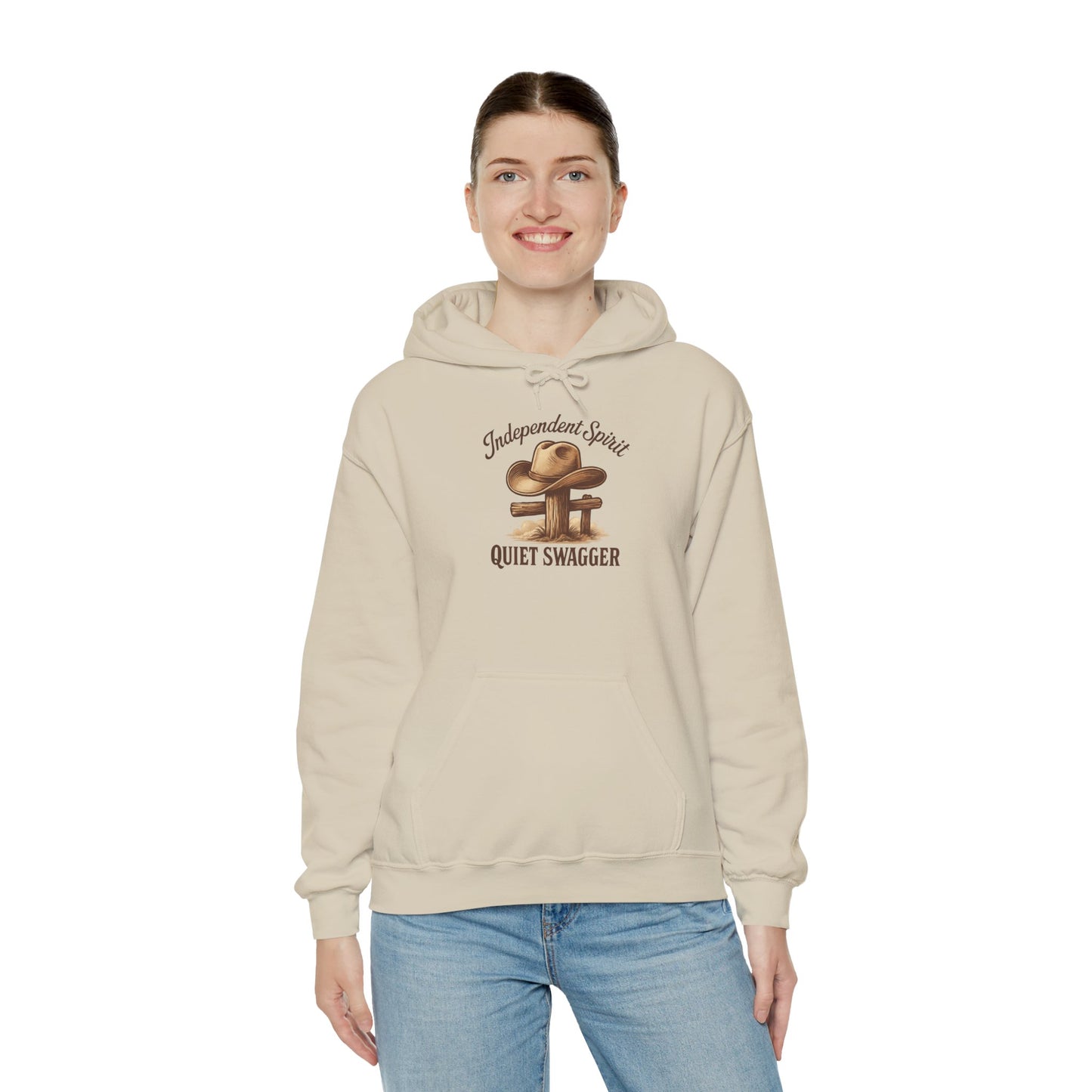 Quiet Swagger Hoodie – "Independent Spirit" Cowboy Hat Graphic Pullover