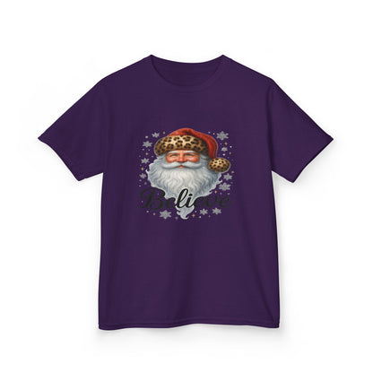 Leopard Print Santa 'Believe' Kids Christmas Tee