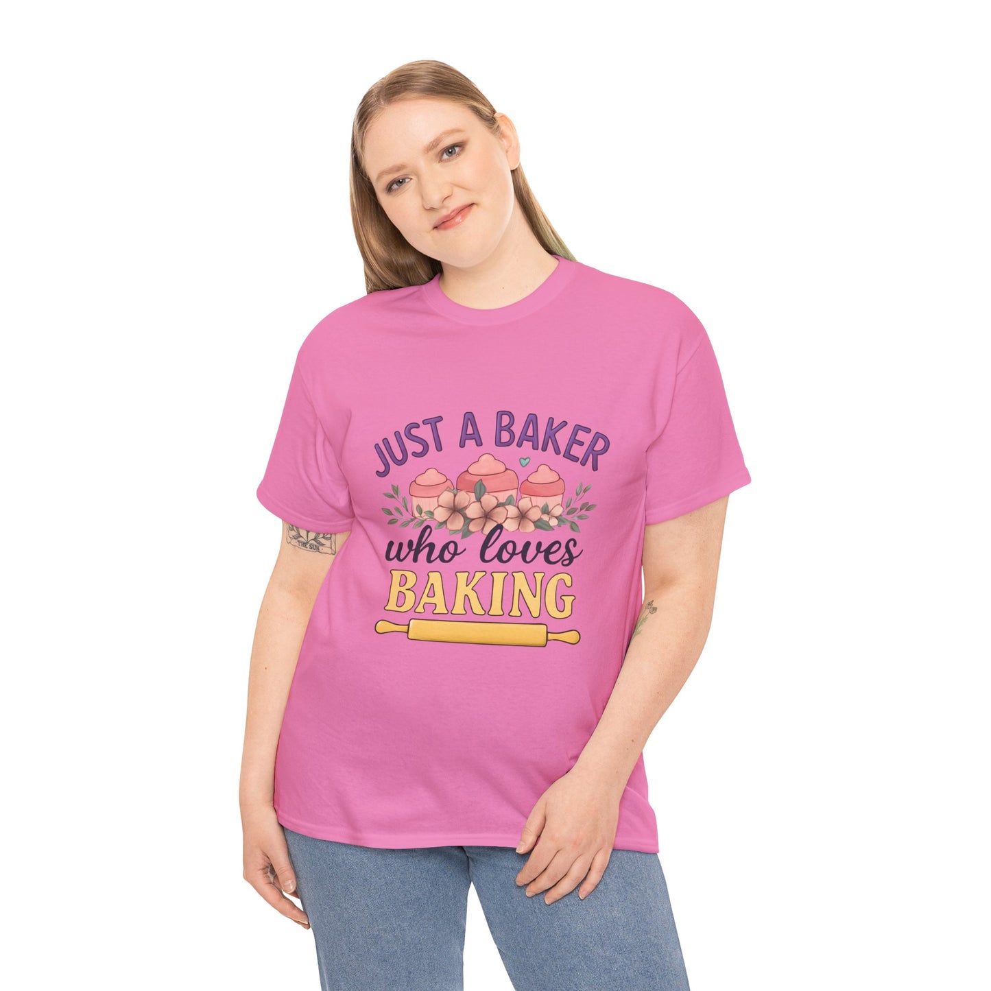 Baking Lover Tee with Cupcake and Rolling Pin Design