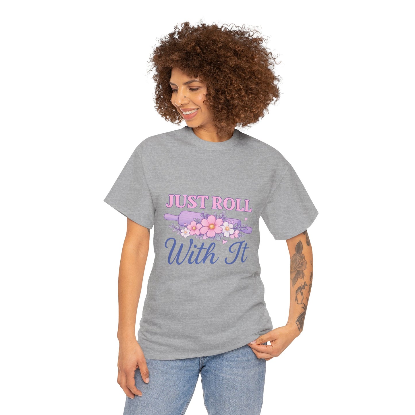 Floral Tee 'Just Roll With It'