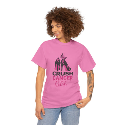 Crush Cancer Girl Tee: High Heels, Pink Ribbon, Hope