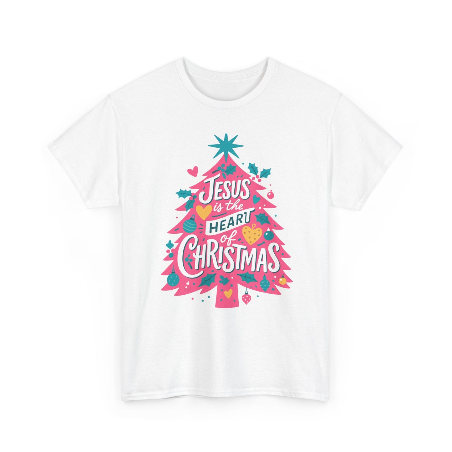 Jesus is the Heart of Christmas Pink Tree Tee
