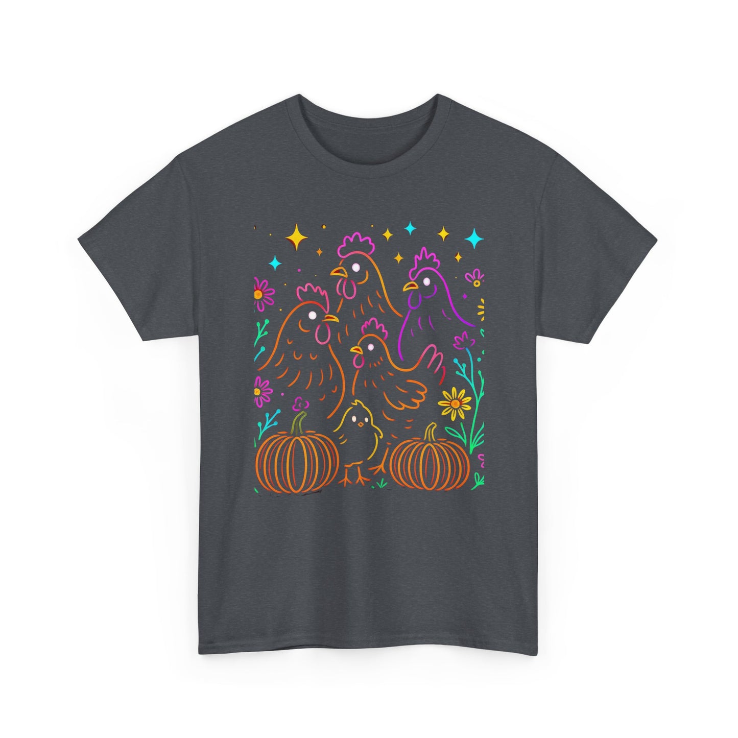 Autumn Glow Chicken Tee – Colorful Farmhouse Pumpkin Shirt