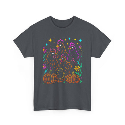 Autumn Glow Chicken Tee – Colorful Farmhouse Pumpkin Shirt