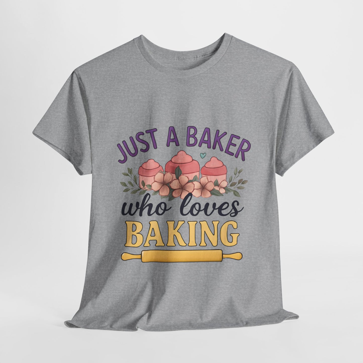 Baking Lover Tee with Cupcake and Rolling Pin Design