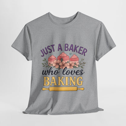 Baking Lover Tee with Cupcake and Rolling Pin Design