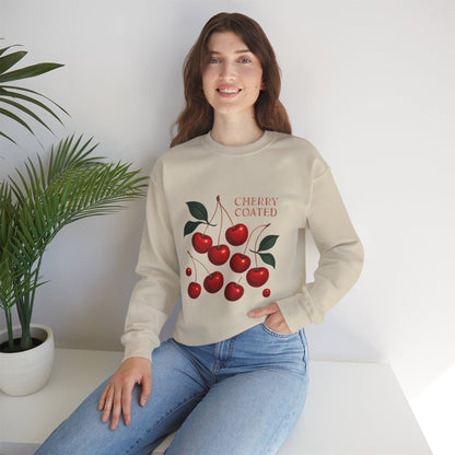 Cherry Coated Crewneck Sweatshirt — Retro Cherry Graphic Pullover