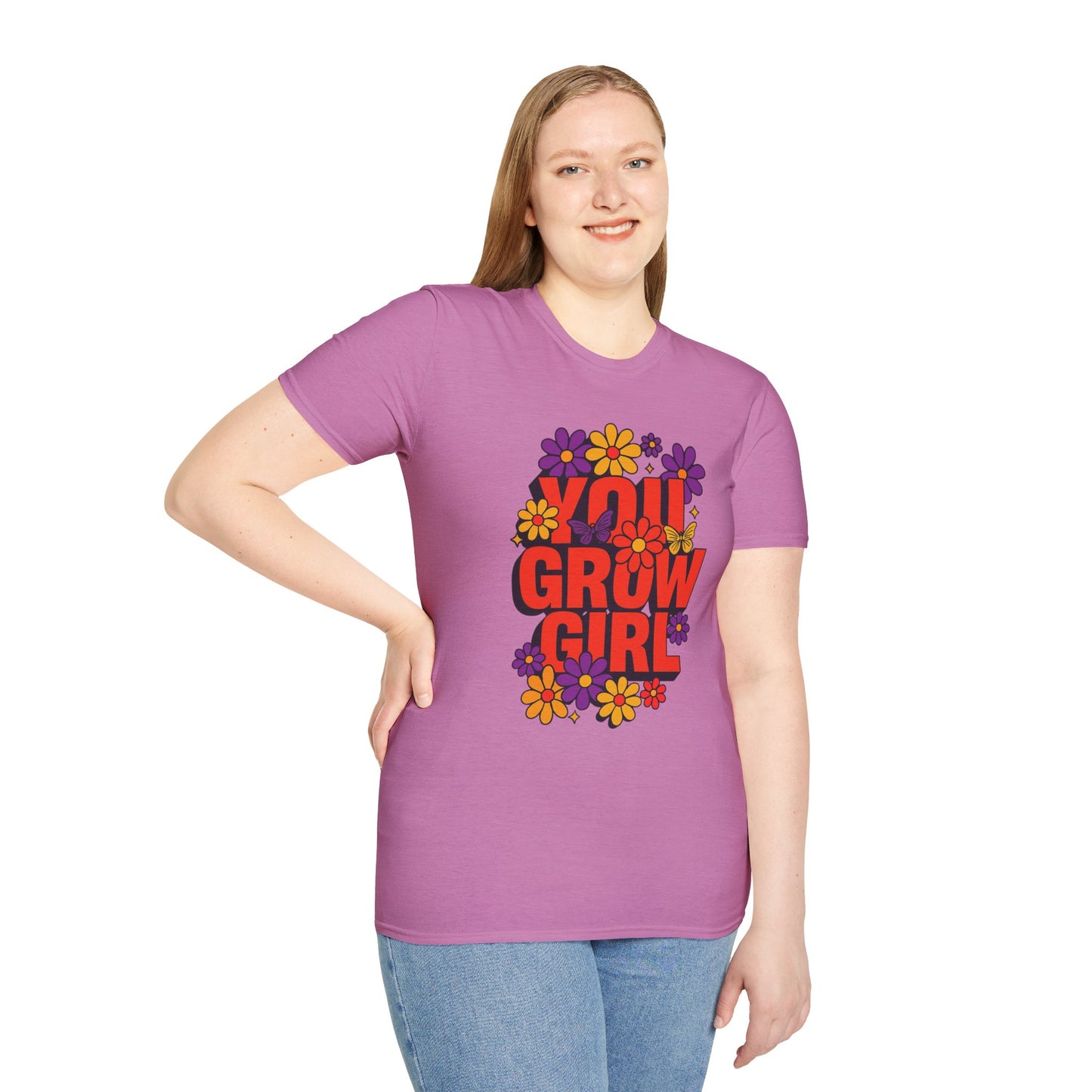 You Grow Girl Floral T-Shirt | Positive Vibes, Empowering Gift, Casual Wear, Spring Fashion, Everyday Comfort