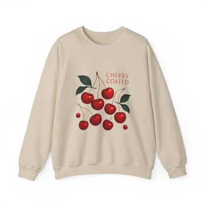 Cherry Coated Crewneck Sweatshirt — Retro Cherry Graphic Pullover