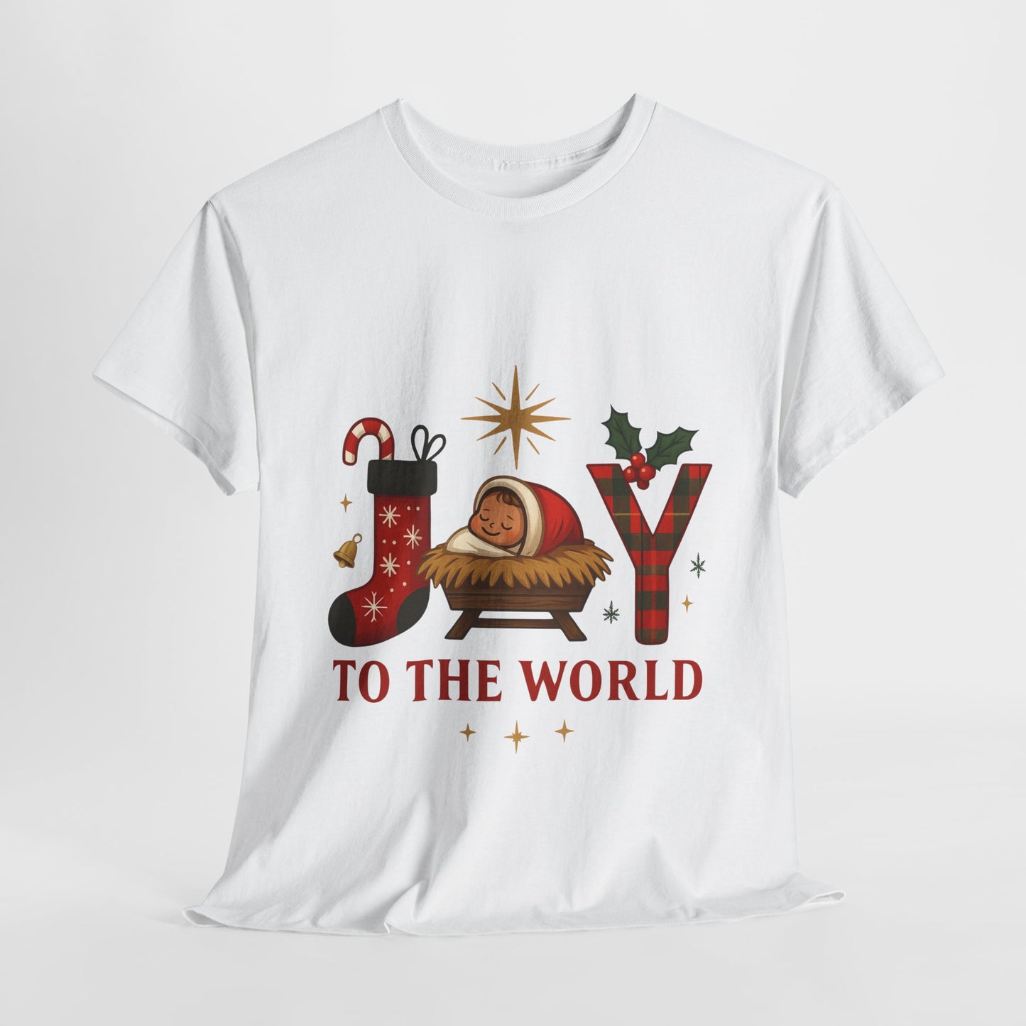 Christmas Joy Unisex Tee with Baby Jesus Illustration