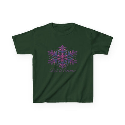 Let It Snow Dinosaur Kids Tee - Holiday Christmas Shirt