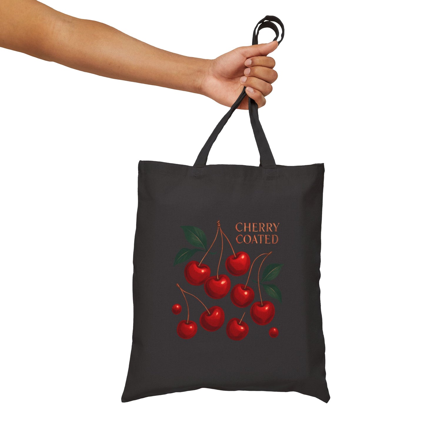 Cherry Coated Canvas Tote — Retro Cherry Grocery & Market Bag