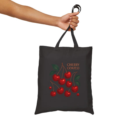Cherry Coated Canvas Tote — Retro Cherry Grocery & Market Bag
