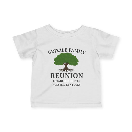 Grizzle Family Reunion Infant Tee, Baby Tee, Personalized Family Shirt, Cute Kid's Apparel, Gift for New Parents, Celebration Outfit