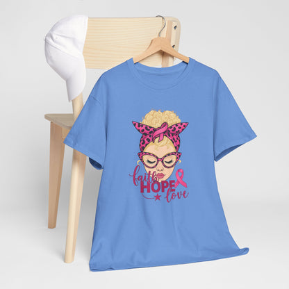 Hope Love Pink Ribbon Tee - Breast Cancer Awareness