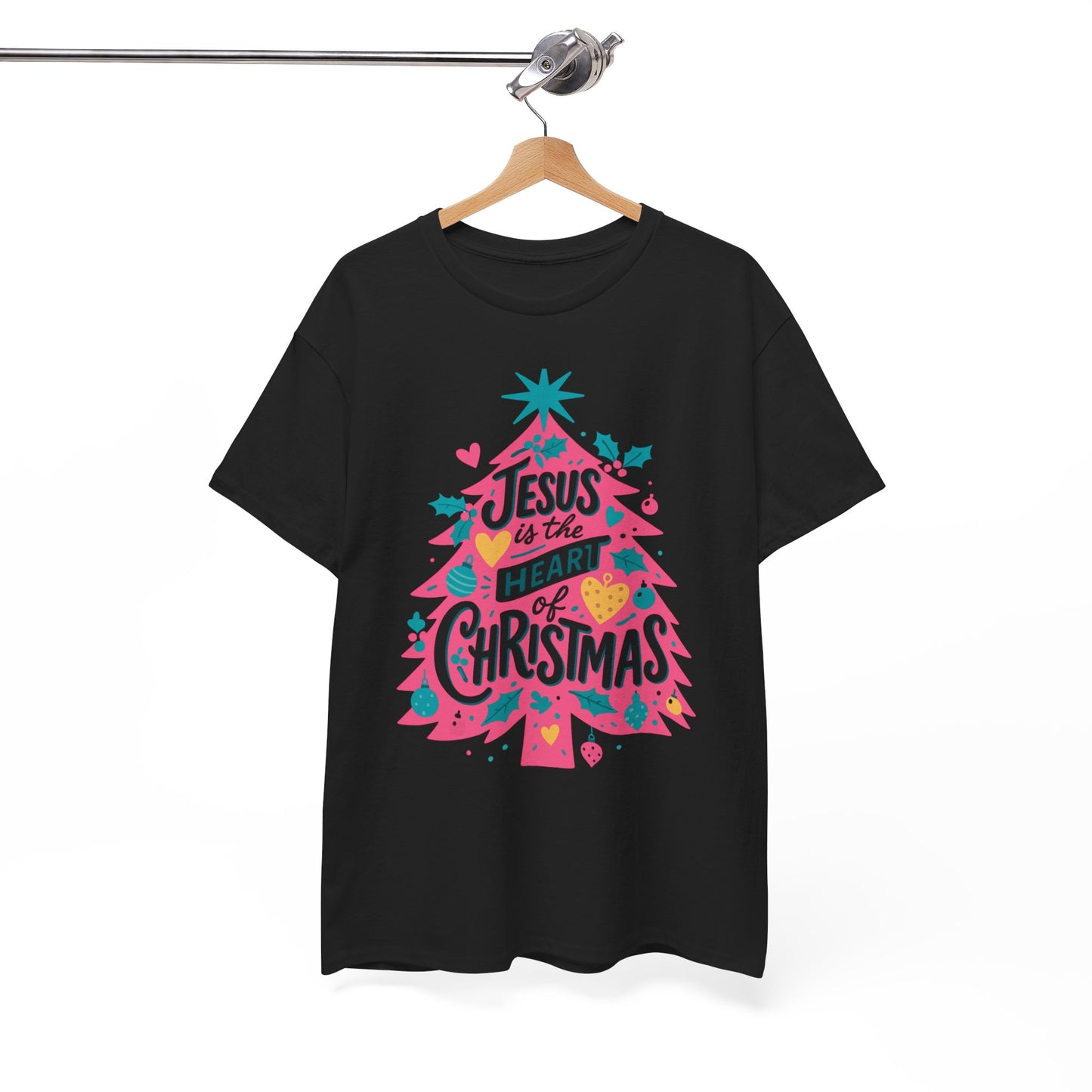 Jesus is the Heart of Christmas Pink Tree Tee