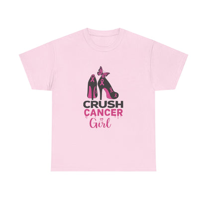Crush Cancer Girl Tee: High Heels, Pink Ribbon, Hope