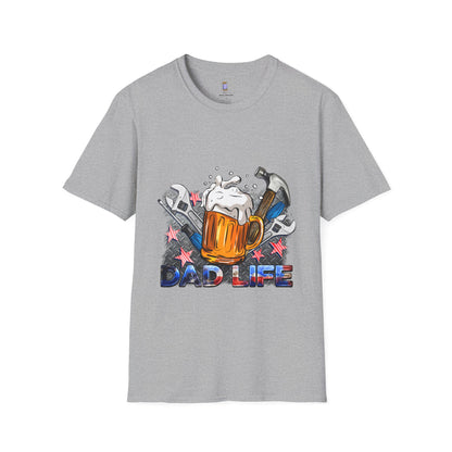 Dad Life Graphic T-Shirt, Unisex Softstyle Tee, Father's Day Gift, Beer Lover Apparel, Casual Weekend Wear, Gifts for Dad