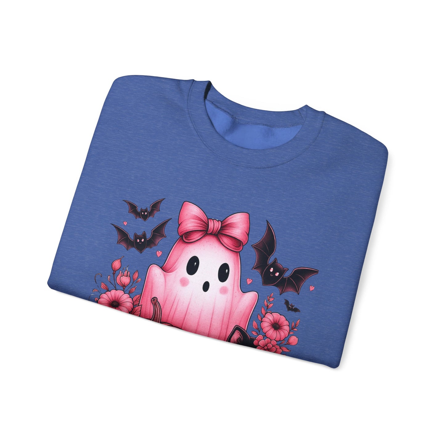 Pink Ghost & Pumpkin Halloween Crewneck Sweatshirt