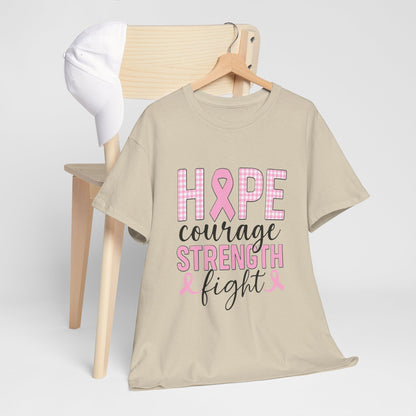 Hope, Courage & Strength Pink Ribbon Awareness Tee
