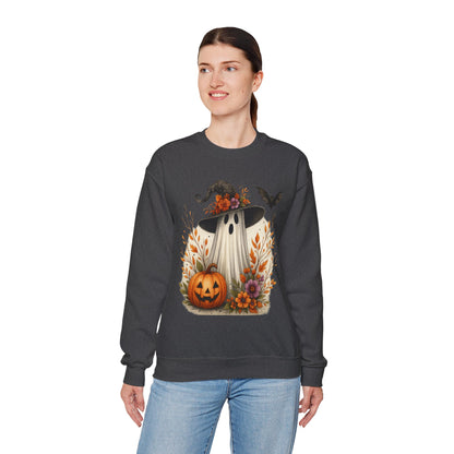 Halloween Ghost Crewneck Sweatshirt, Cozy Fall Apparel, Cute Ghost Design, Pumpkin Sweatshirt, Unisex Halloween Gift