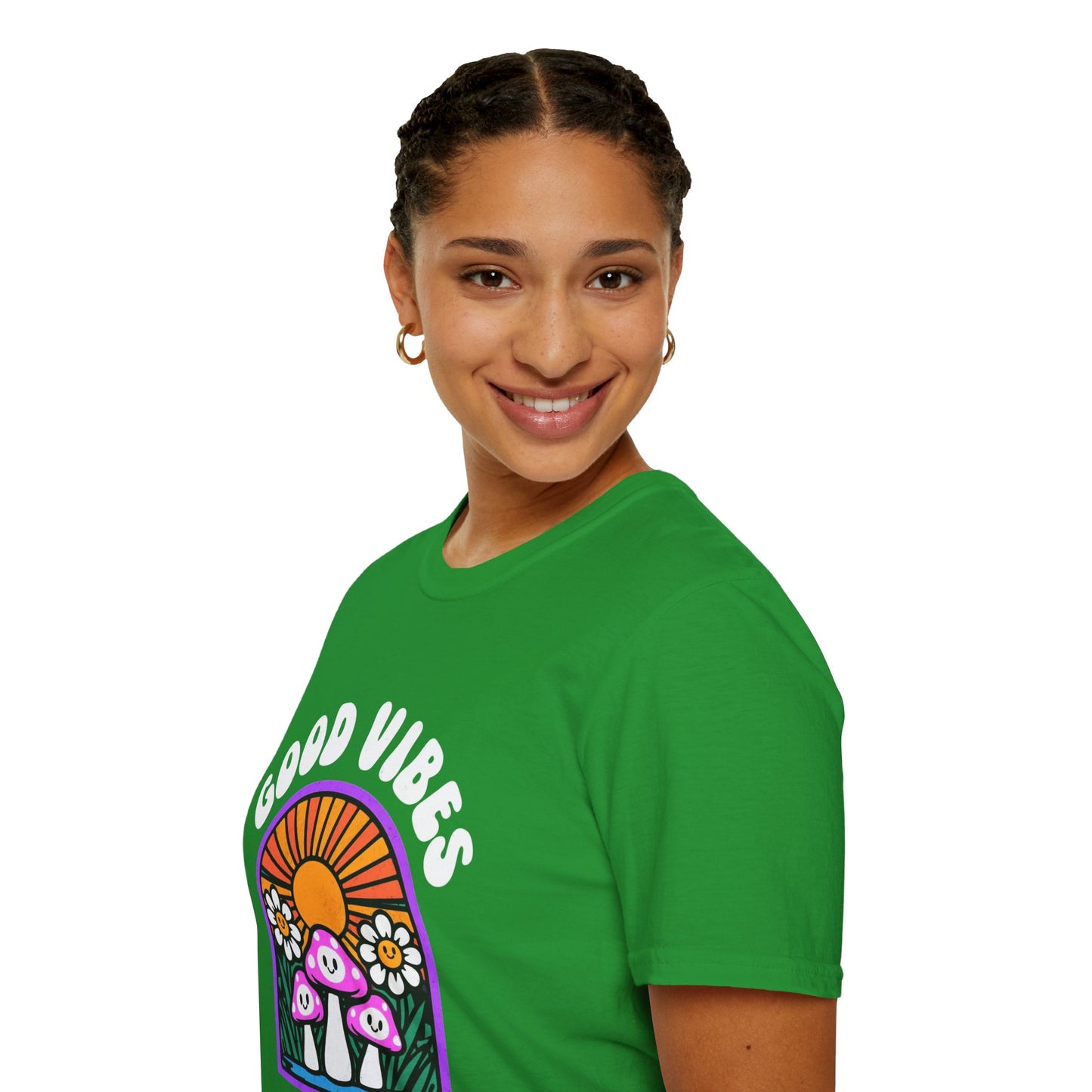 Good Vibes Unisex Softstyle T-Shirt | Retro Graphic Tee | Summer Vibe Shirt | Festival Fashion | Relaxed Fit Casual Top