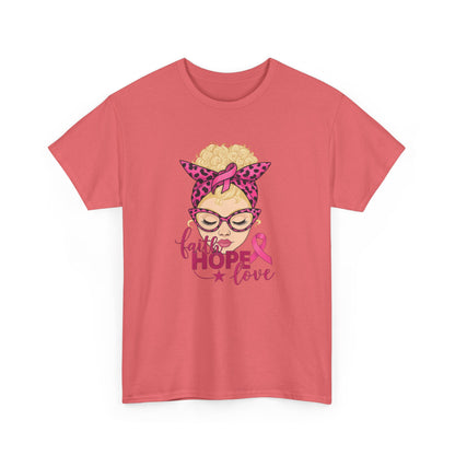 Hope Love Pink Ribbon Tee - Breast Cancer Awareness