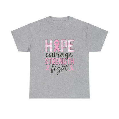Hope, Courage & Strength Pink Ribbon Awareness Tee