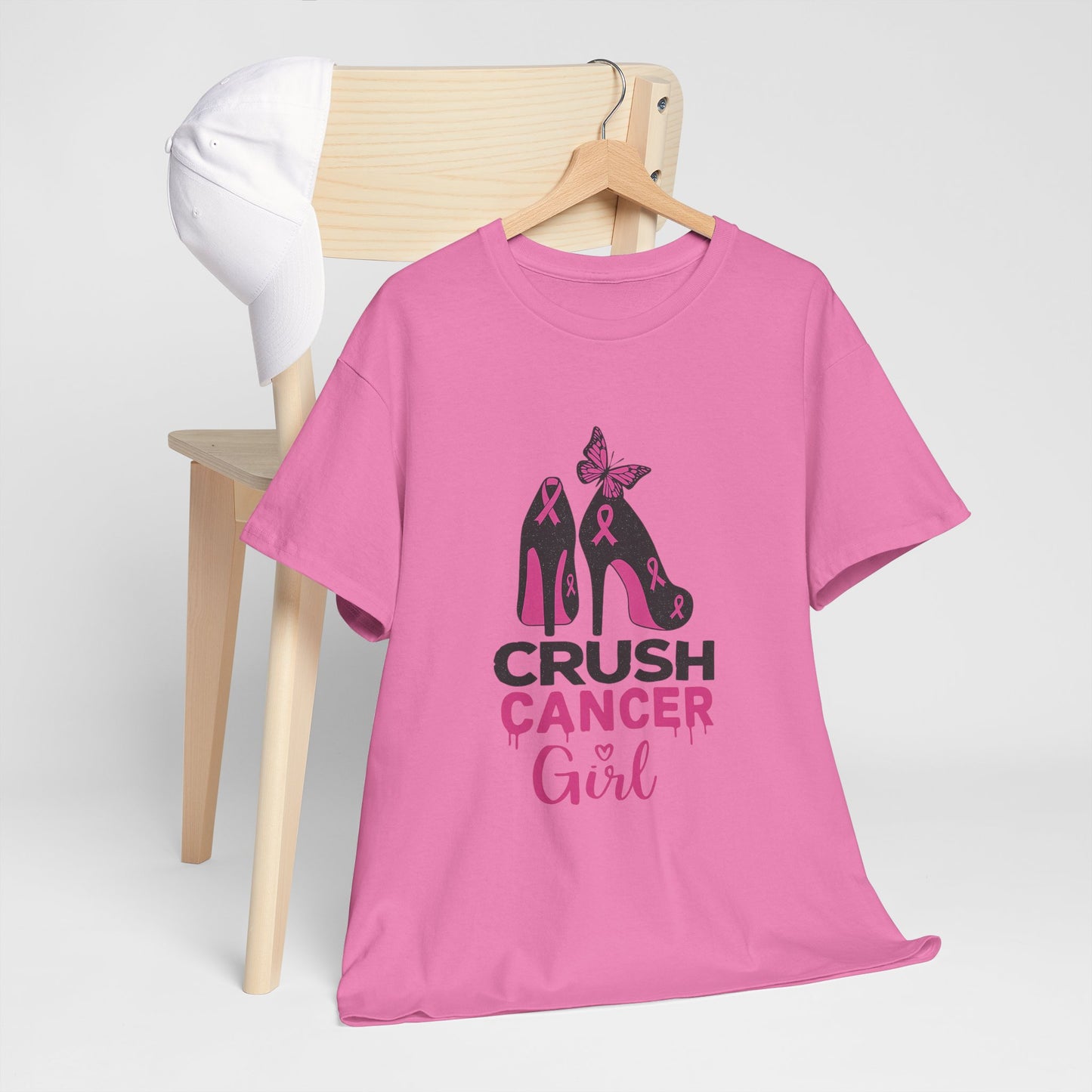 Crush Cancer Girl Tee: High Heels, Pink Ribbon, Hope