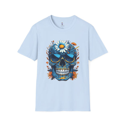 Bohemian Skull T-Shirt - Artistic Graphic Tee for Music Lovers, Festival Attire, Unique Gift, Unisex Softstyle Top