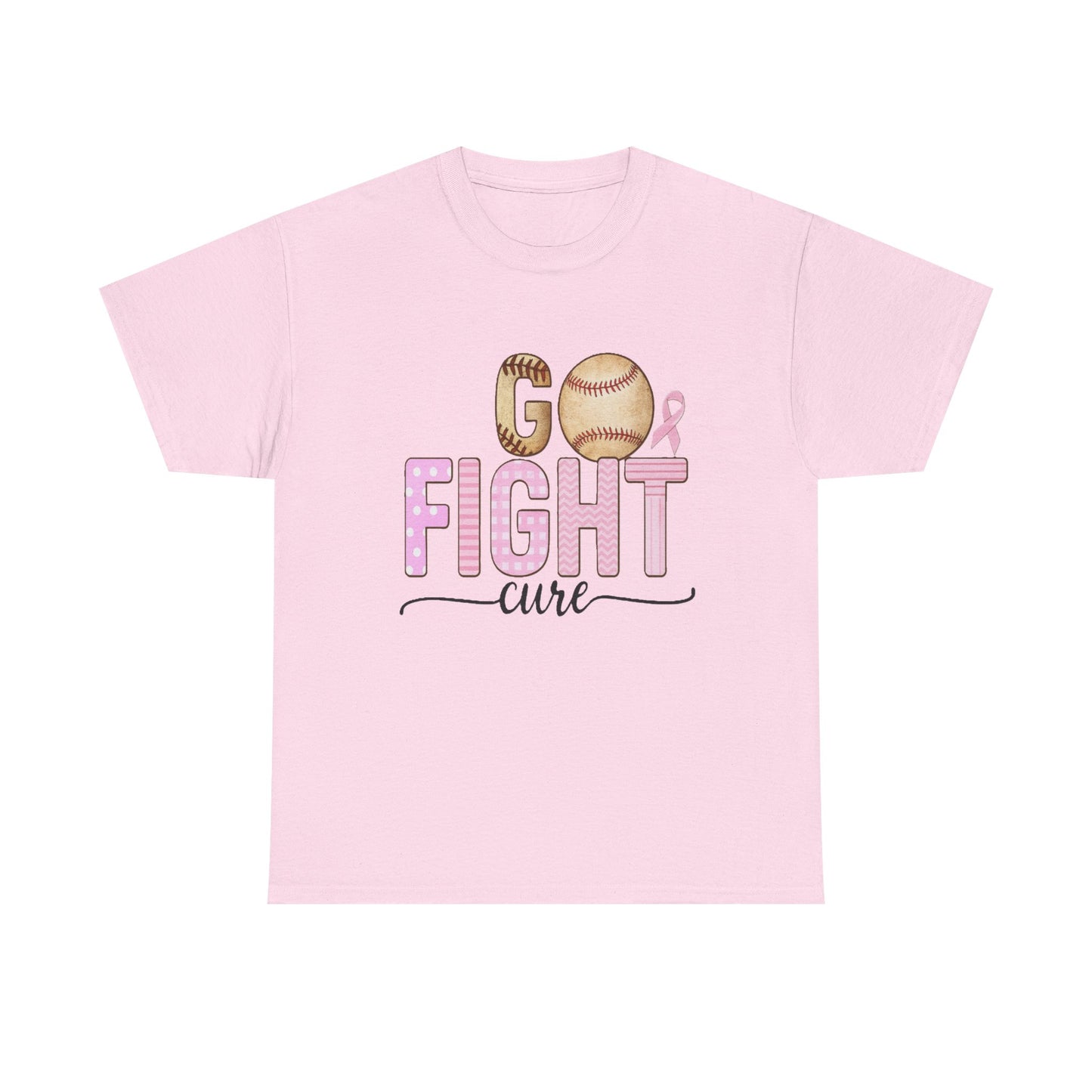 Go Fight Cure Baseball Pink Ribbon Awareness Tee