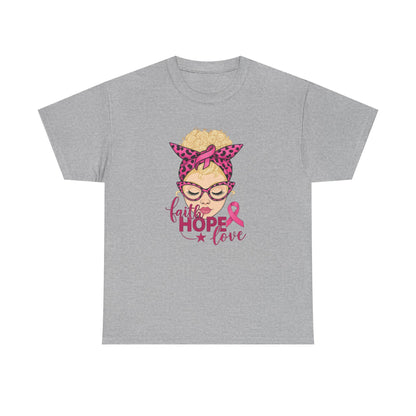 Hope Love Pink Ribbon Tee - Breast Cancer Awareness