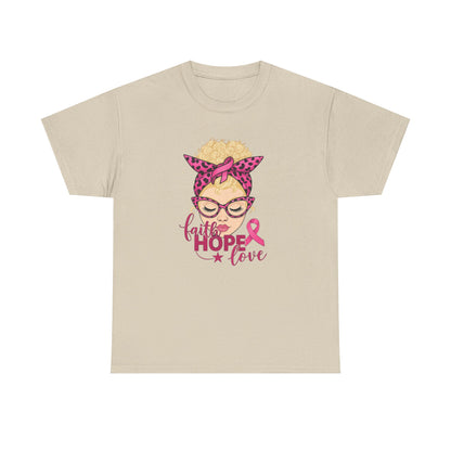 Hope Love Pink Ribbon Tee - Breast Cancer Awareness