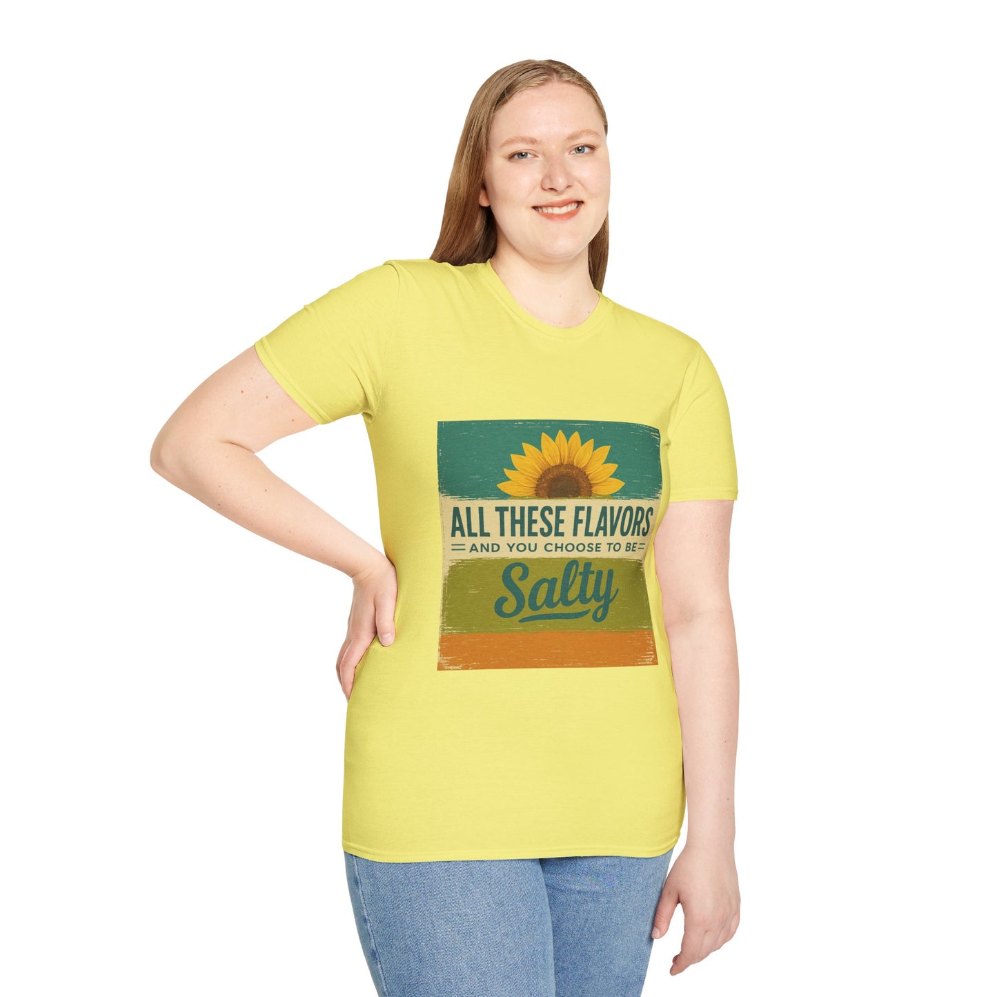 Sunflower Salty T-Shirt: Unisex Softstyle Tee for Sunshine Lovers, Casual Wear, Birthday Gift, Summer Vibes, Relaxed Style